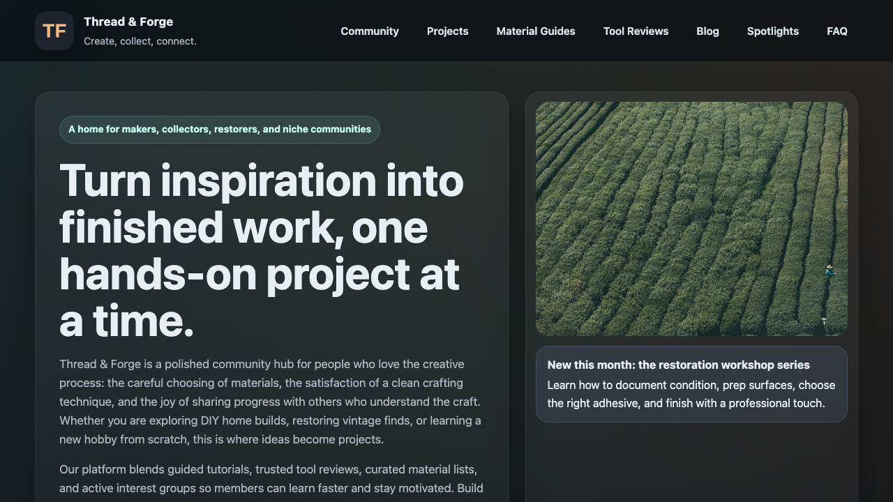 View Hobbies and Interests page