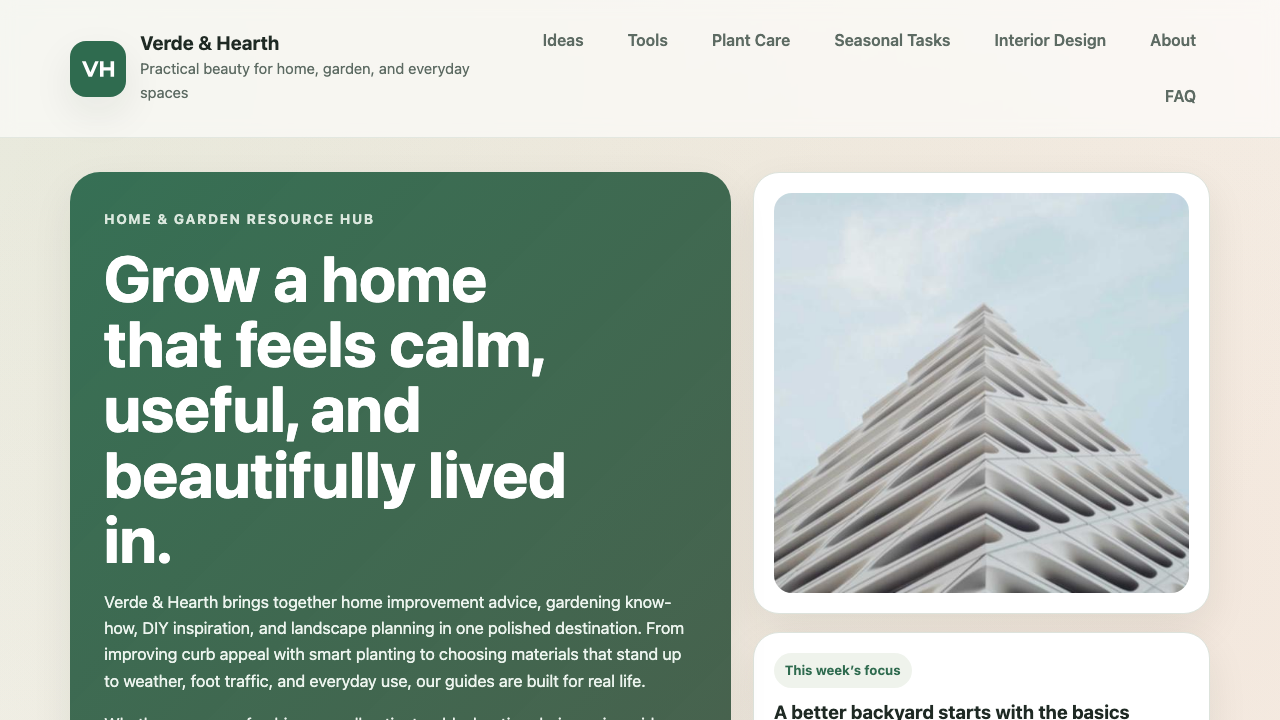 View Home and Garden page