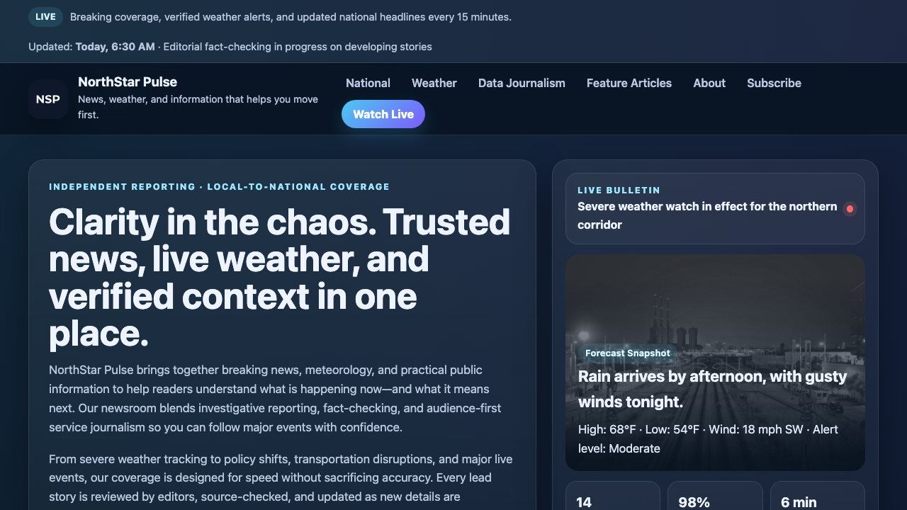 View News Weather Information page