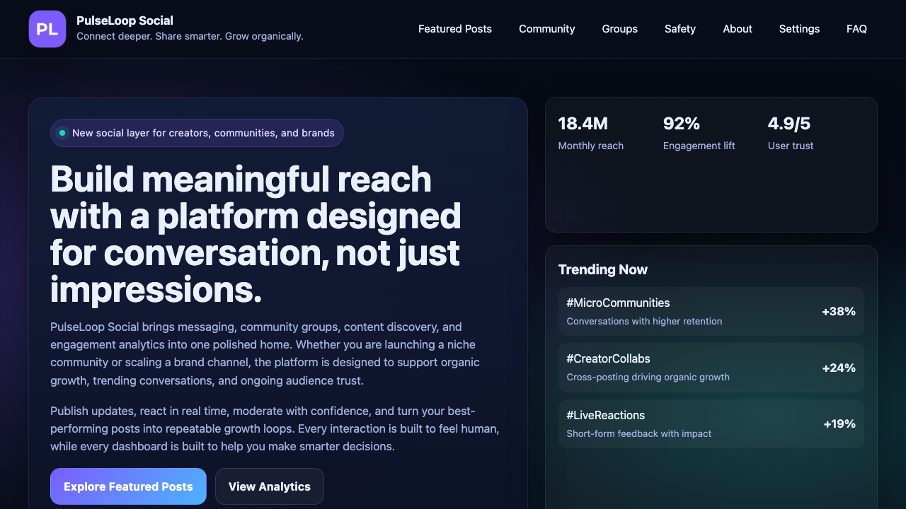 View Social Media page