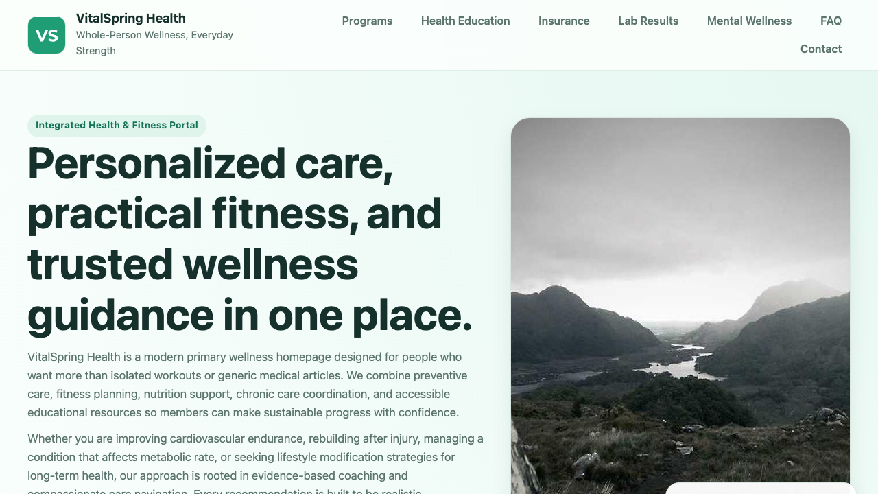 View Health and Fitness page