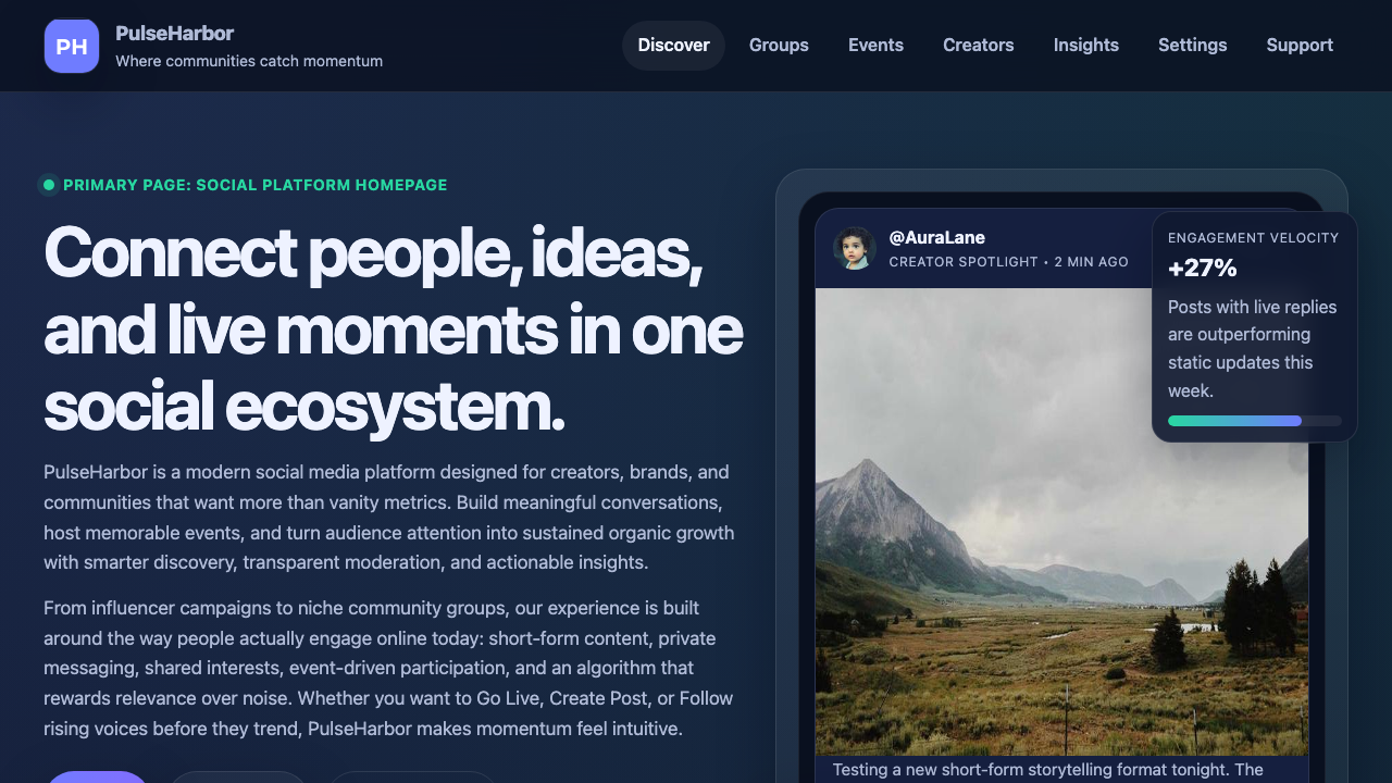 View Social Media page