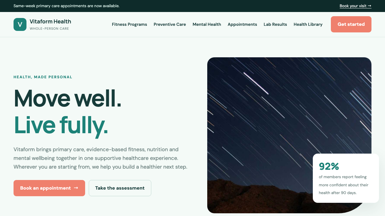 View Health and Fitness page