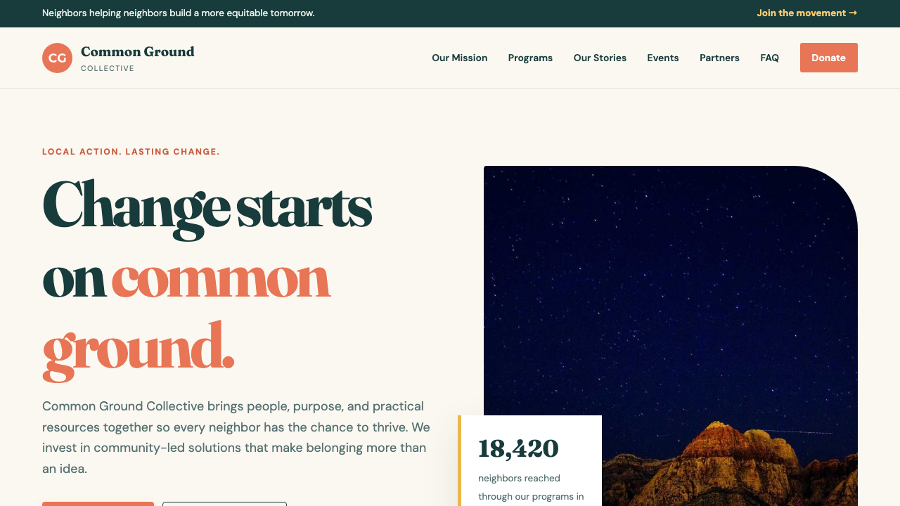 View Non Profit Charity page