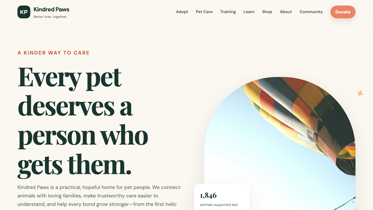 View Pets page