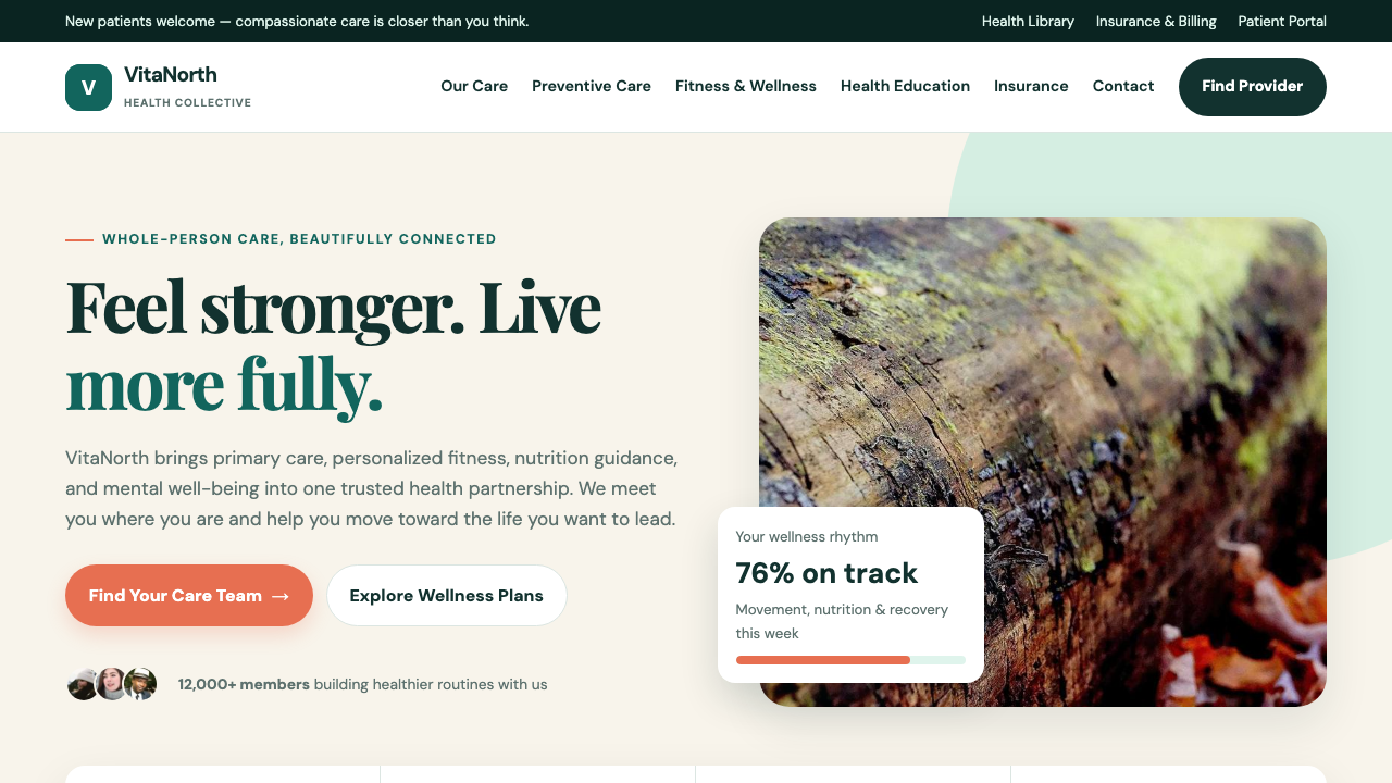 View Health and Fitness page
