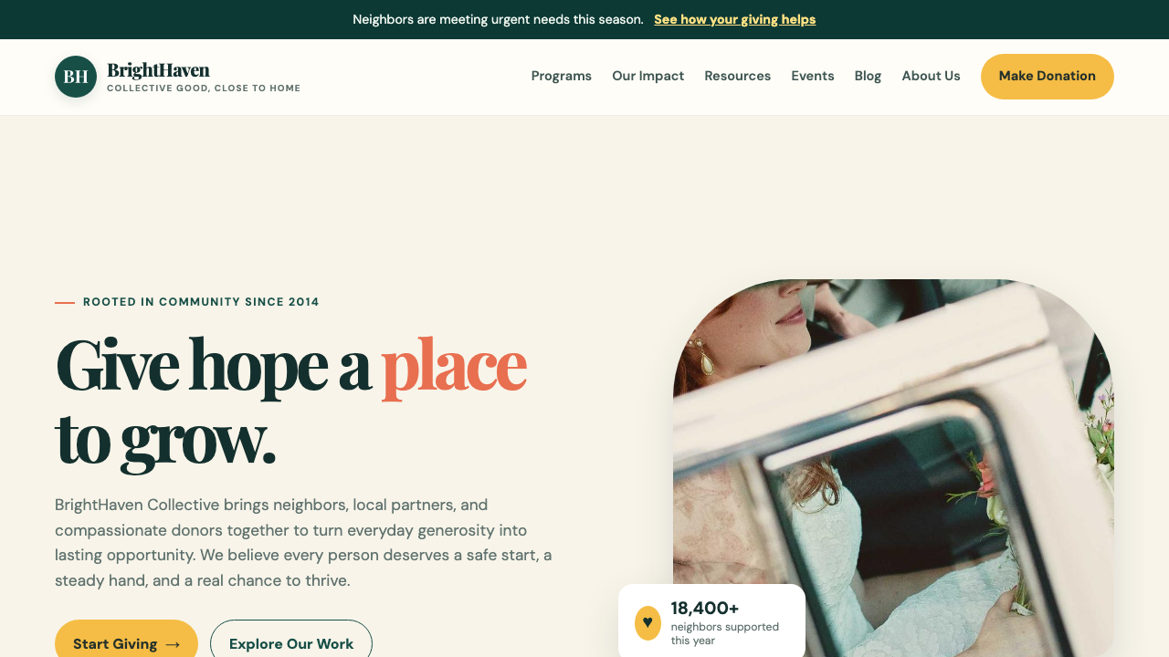 View Non Profit Charity page