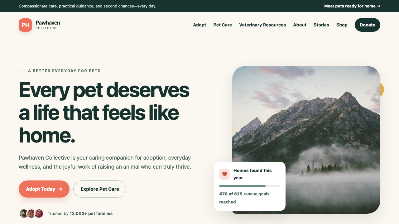 View Pets page