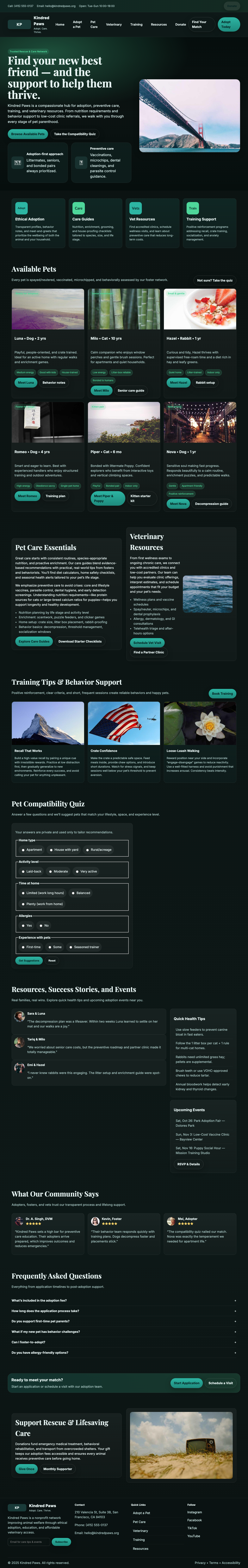 Pets page with no accessibility violations