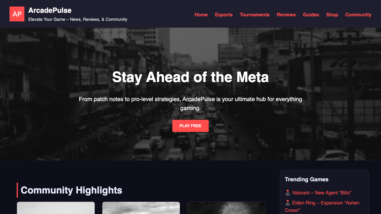 View Gaming page