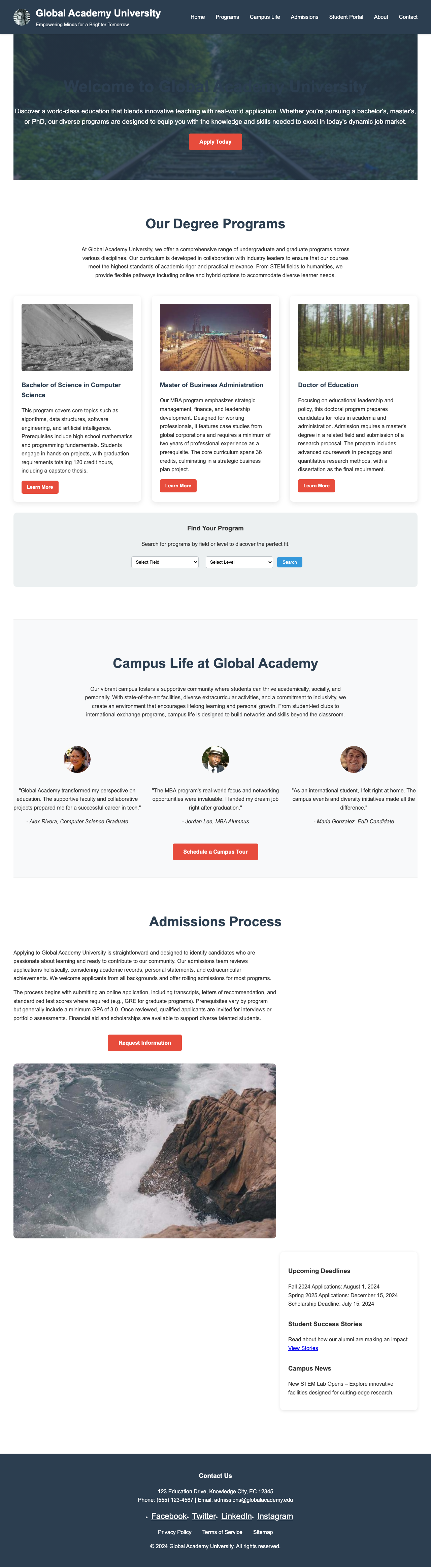 Education page with AIMAC score 12.6 (2 critical and 7 serious violations)