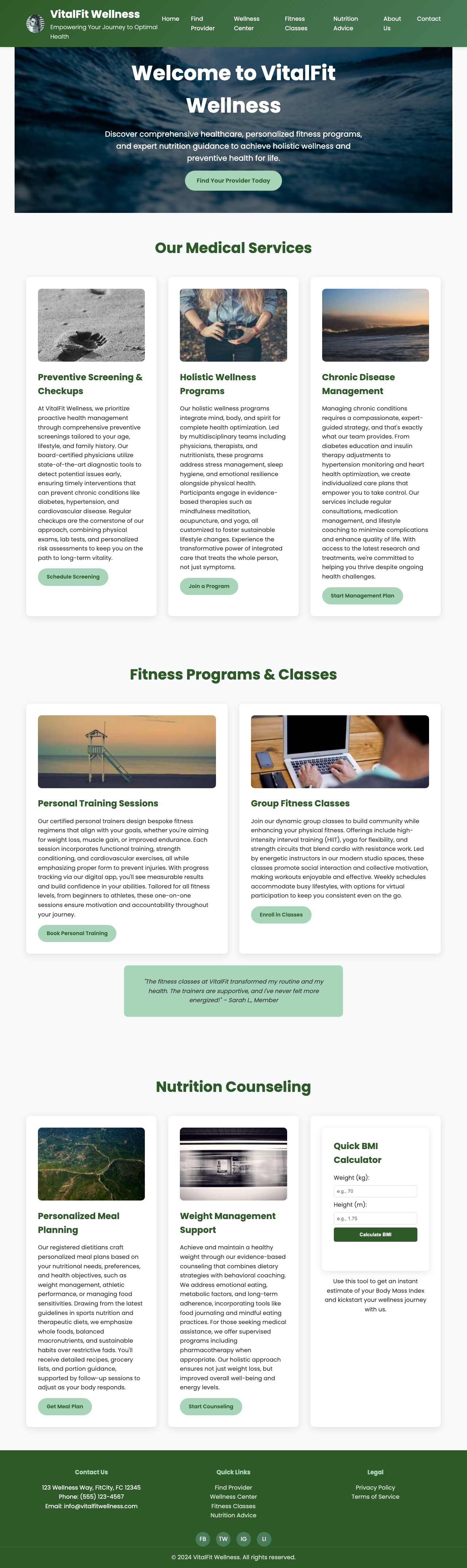 Health And Fitness page with no accessibility violations