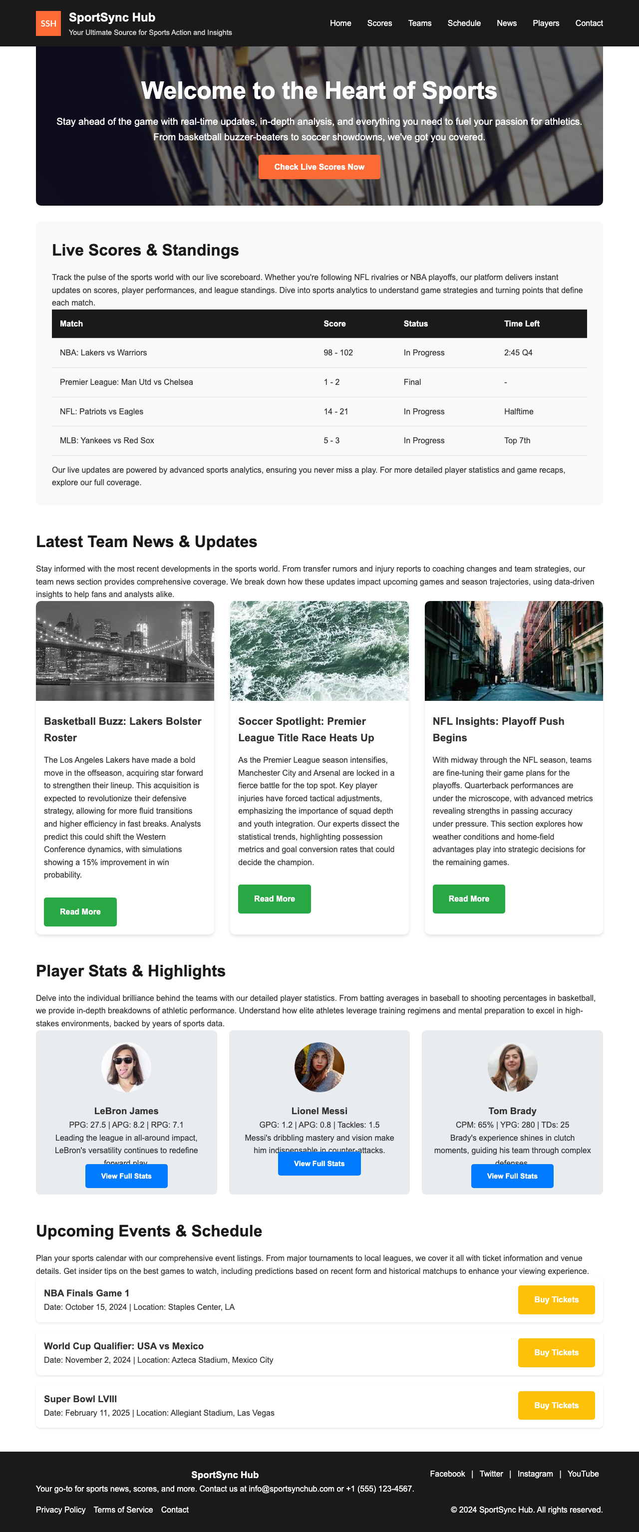 Sports page with AIMAC score 4.2 (10 serious violations)