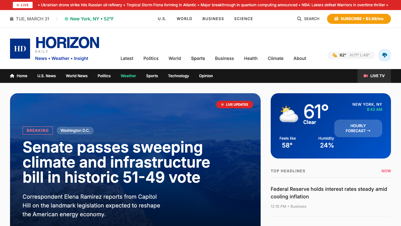 View News Weather Information page