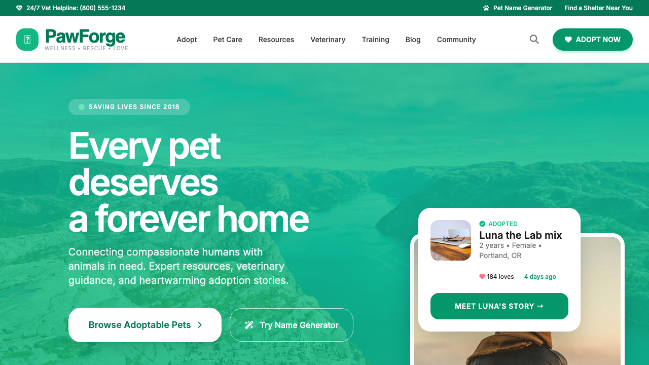 View Pets page