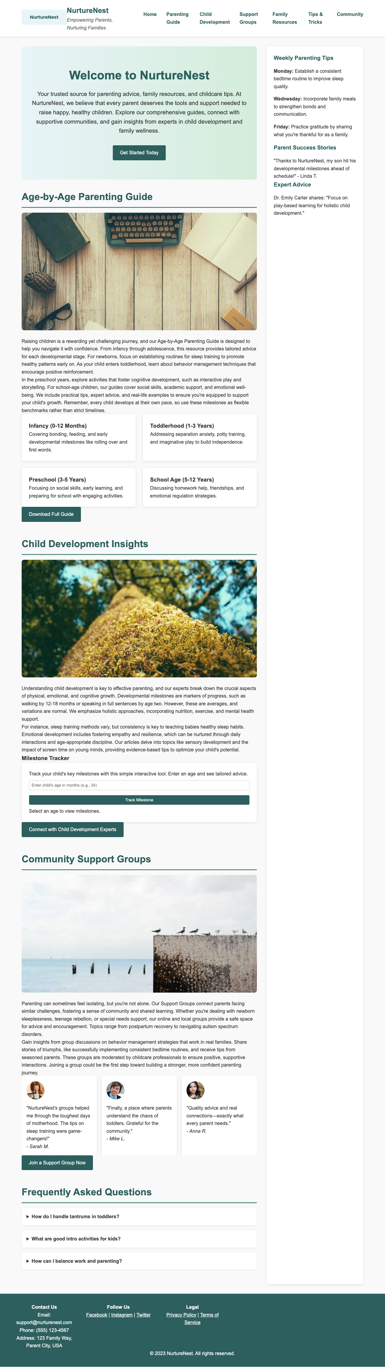 Family And Parenting page with no accessibility violations