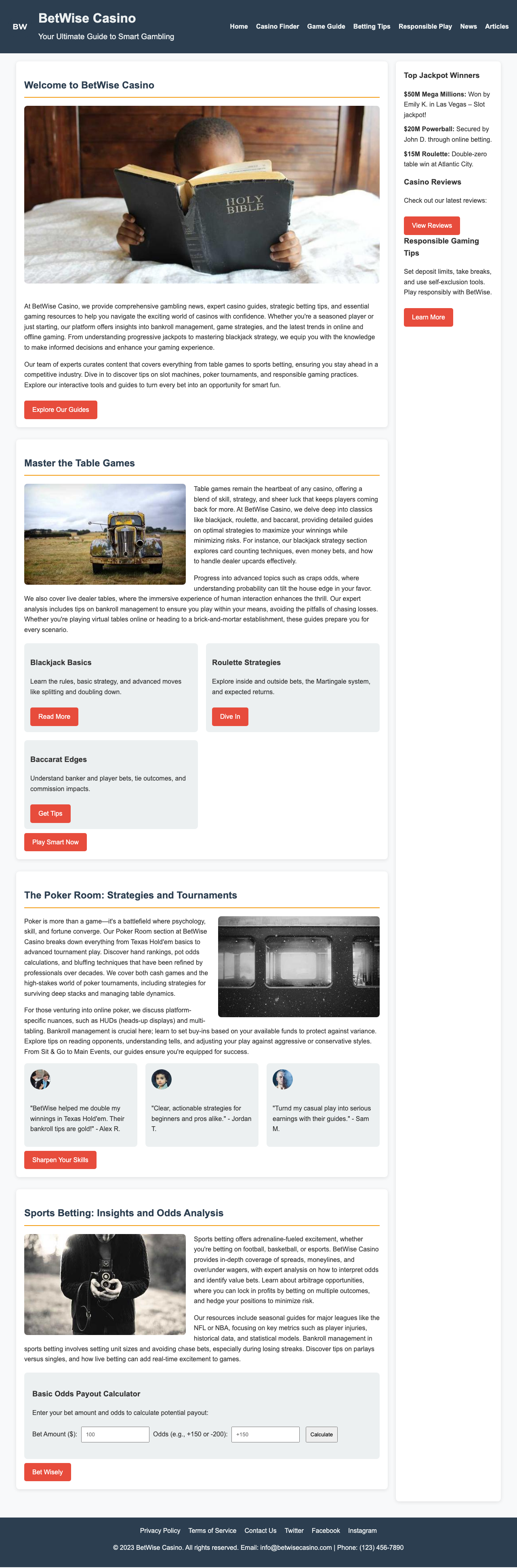 Gambling Casinos page with AIMAC score 4.1 (9 serious violations)