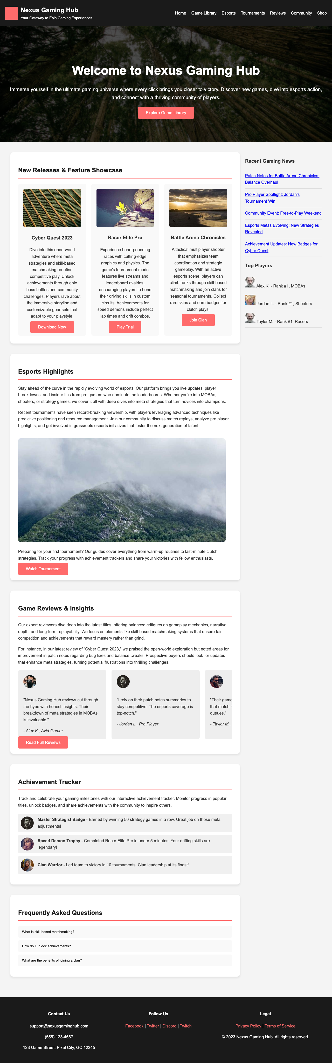 Gaming page with AIMAC score 8.7 (9 serious violations)