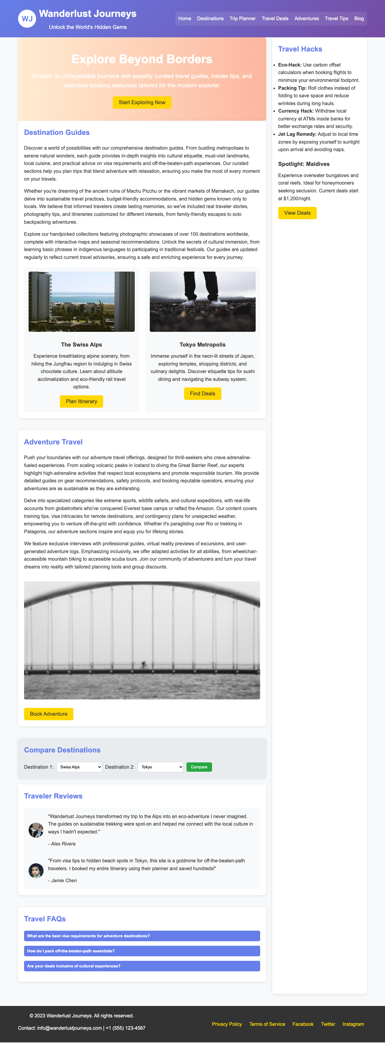 Travel page with AIMAC score 12.1 (2 critical and 4 serious violations)