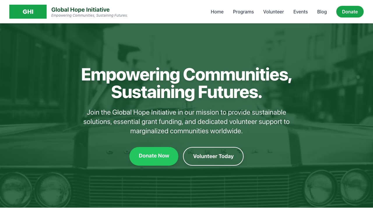 View Non Profit Charity page