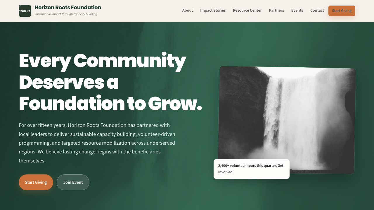 View Non Profit Charity page