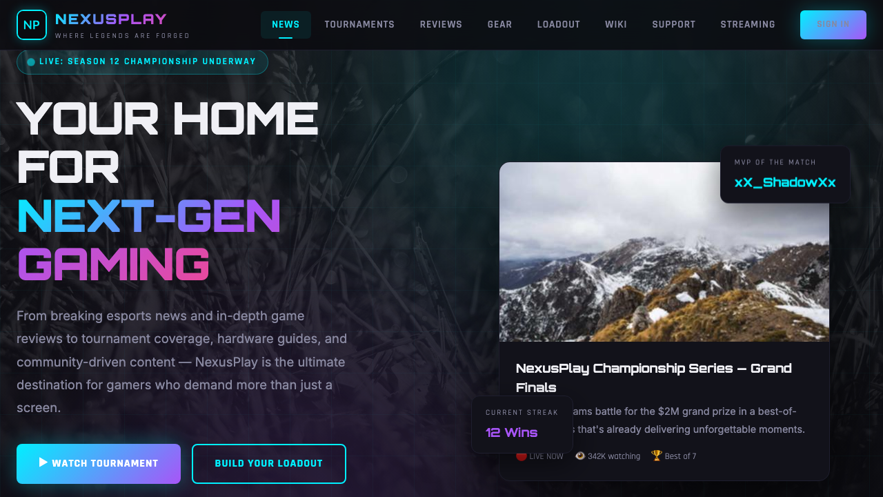 View Gaming page