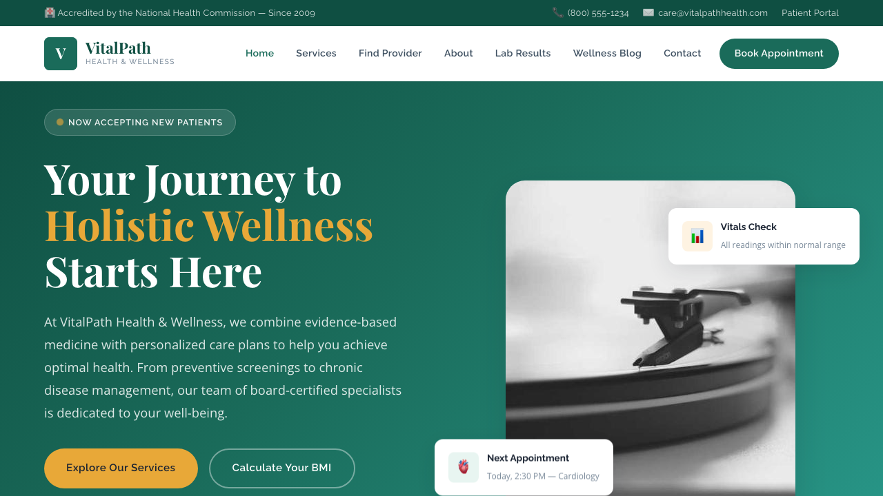 View Health and Fitness page