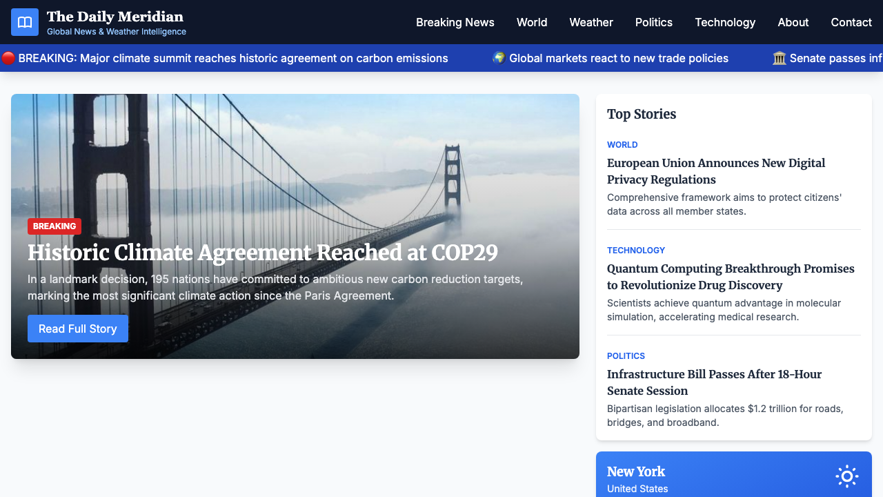 View News Weather Information page