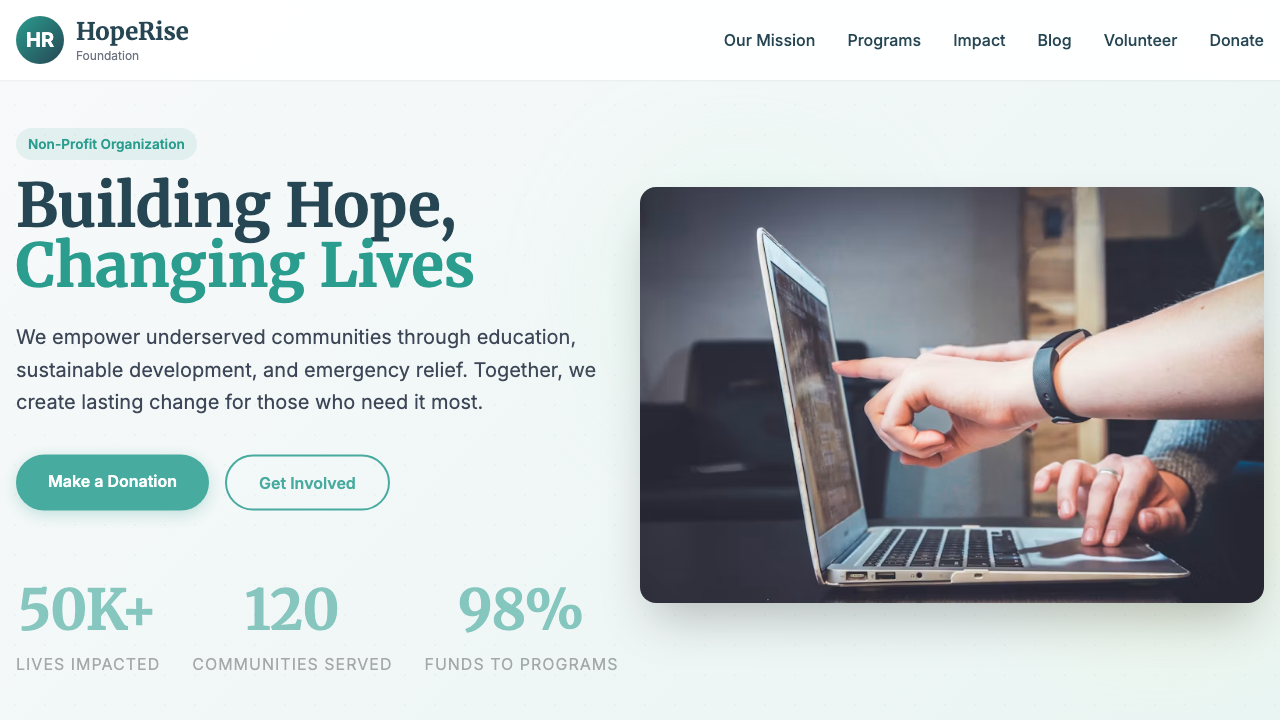 View Non Profit Charity page