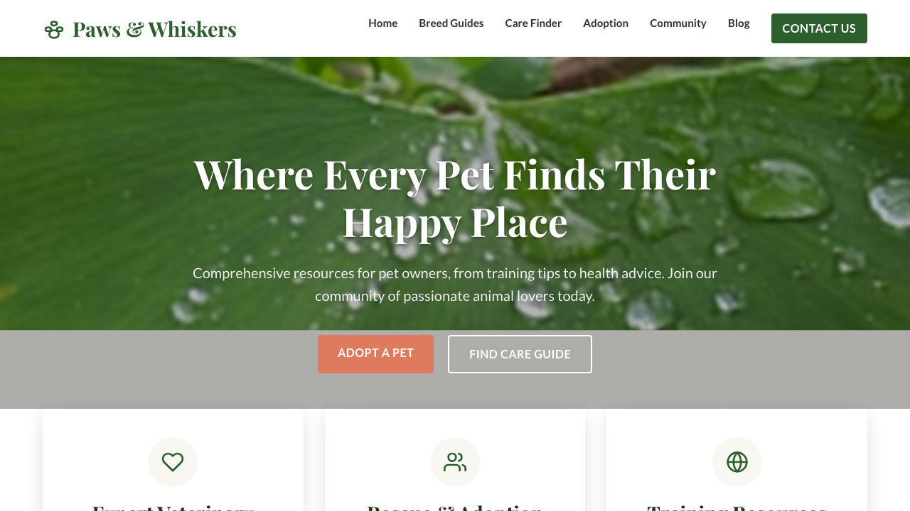View Pets page