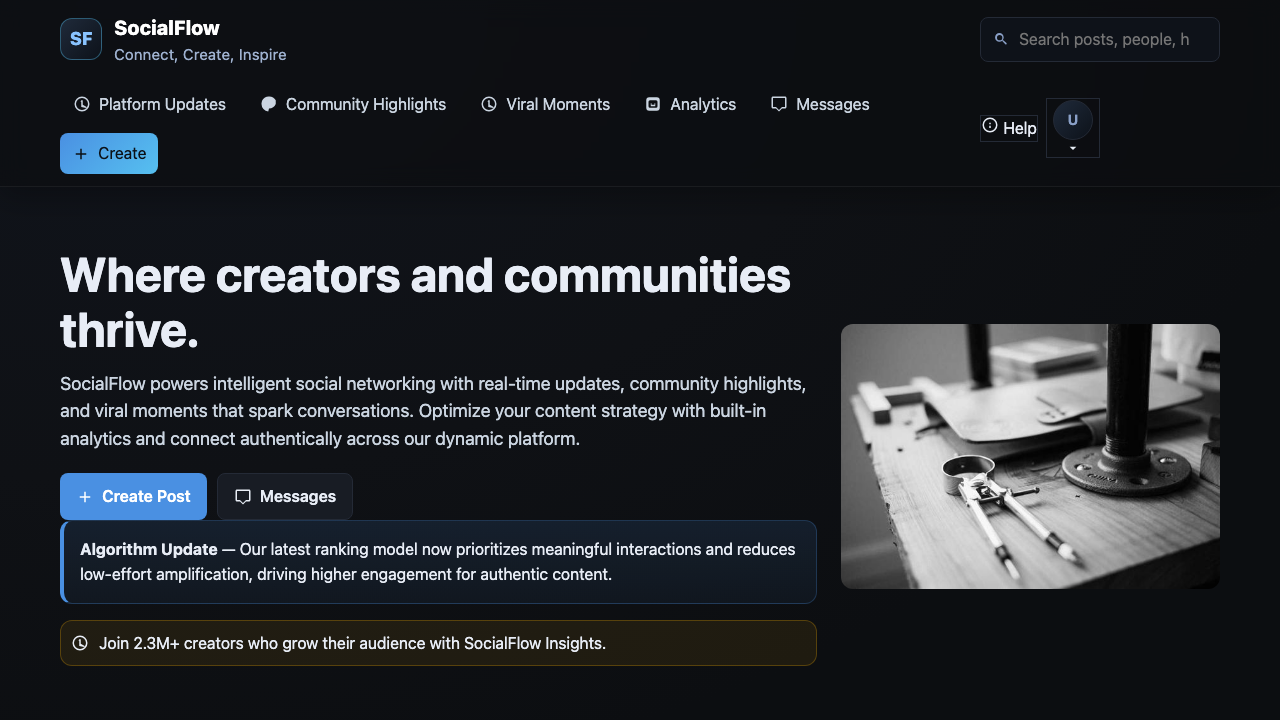 View Social Media page