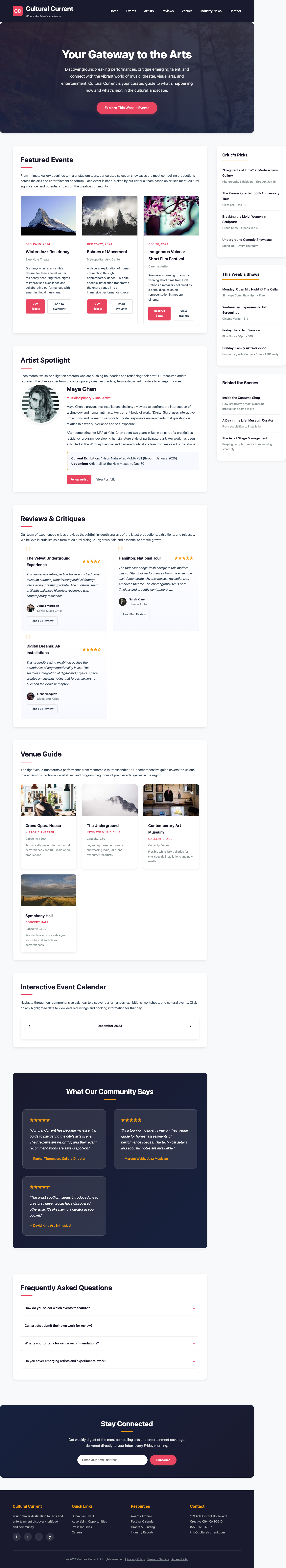 Arts And Entertainment page with AIMAC score 5.4 (36 serious violations)