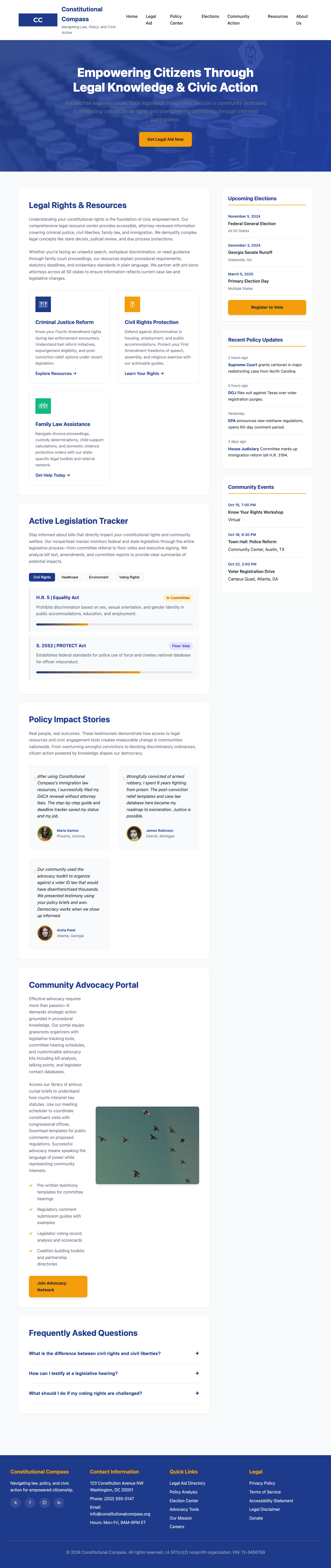 Law Government And Politics page with AIMAC score 2 (1 serious violations)