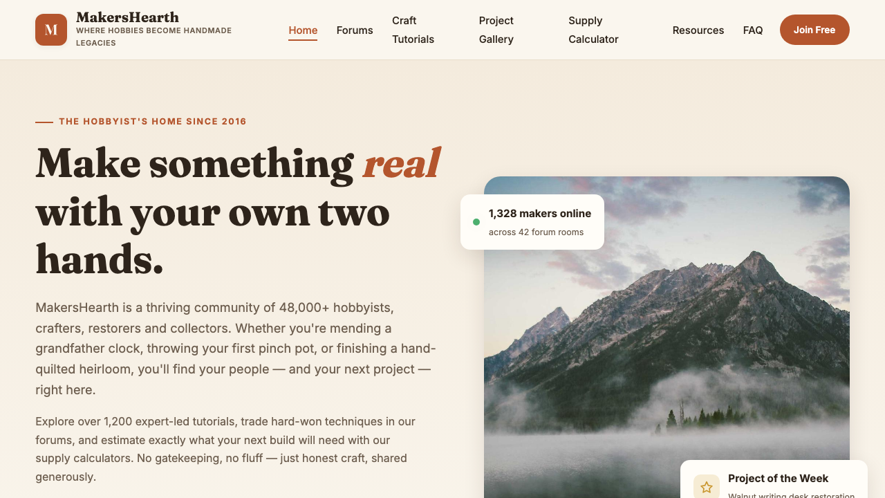 View Hobbies and Interests page