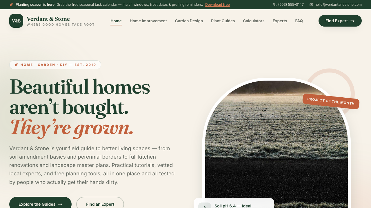 View Home and Garden page