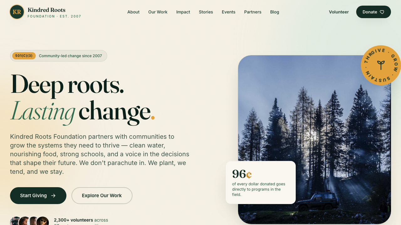 View Non Profit Charity page