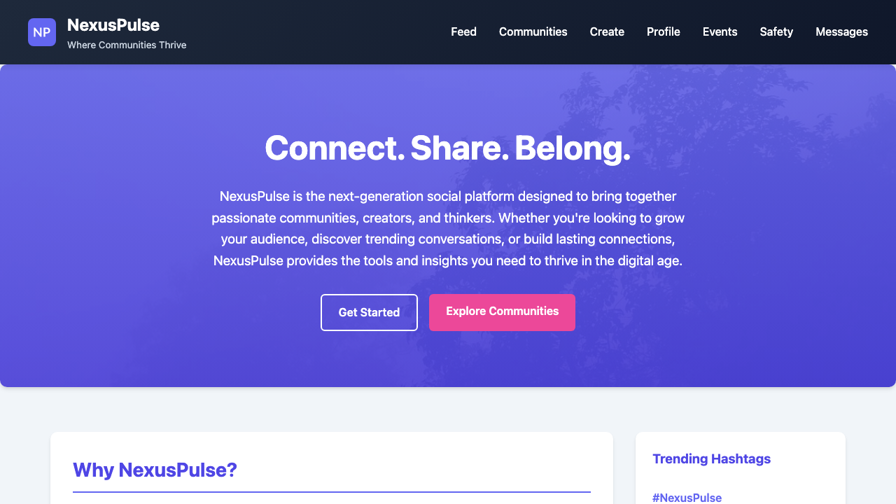 View Social Media page
