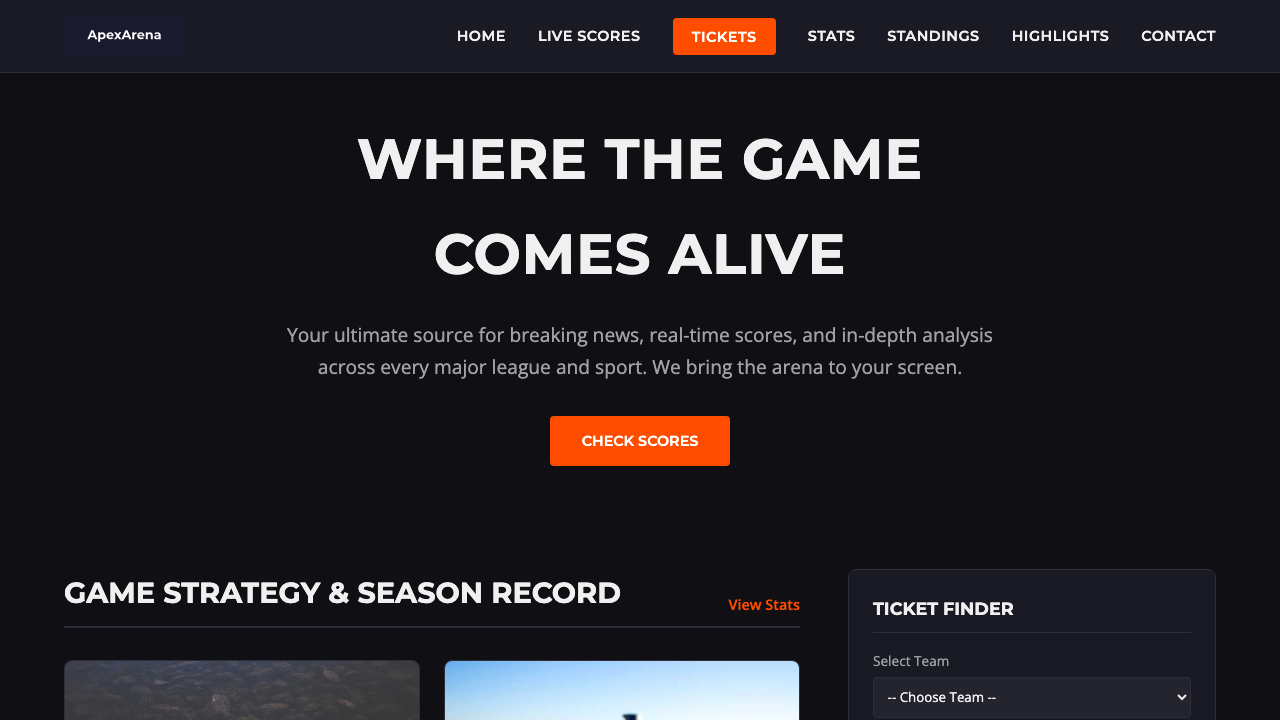 View Sports page