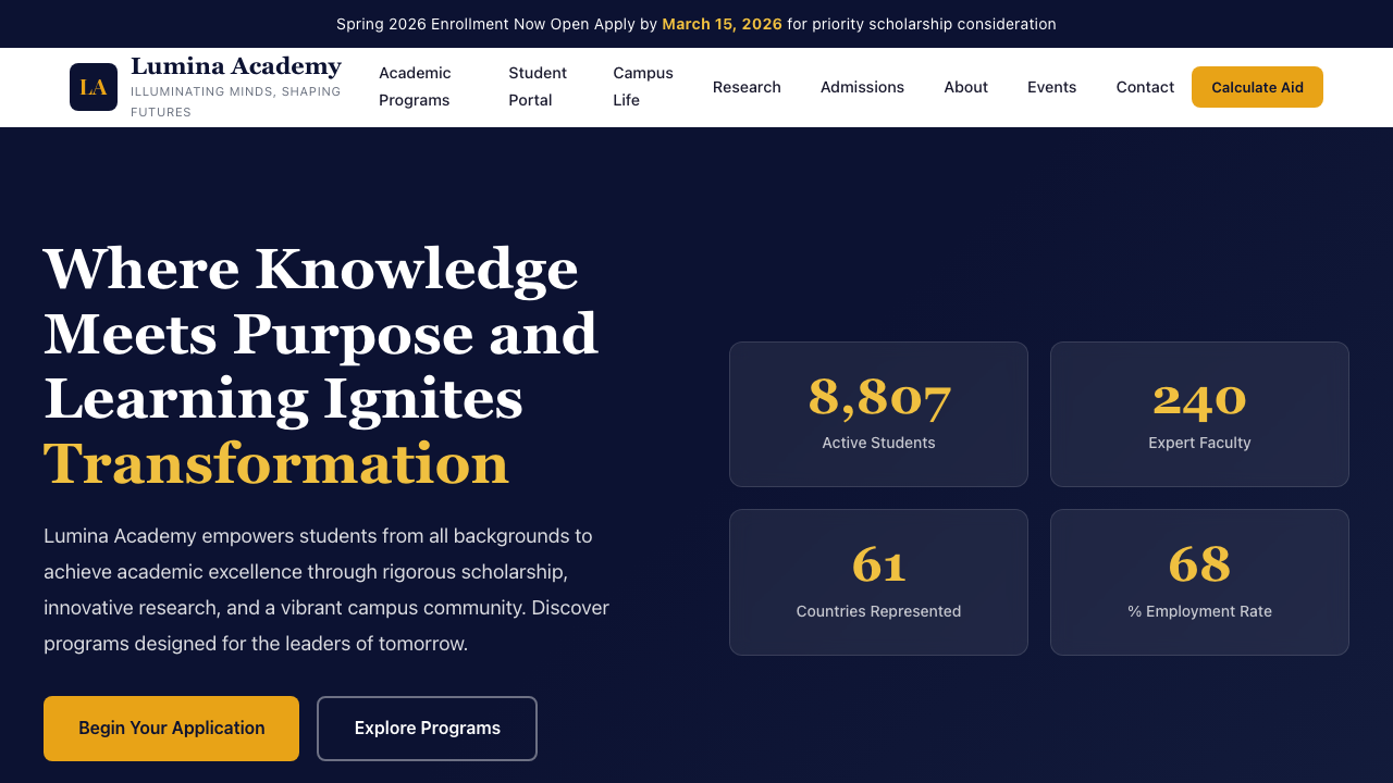 View Education page