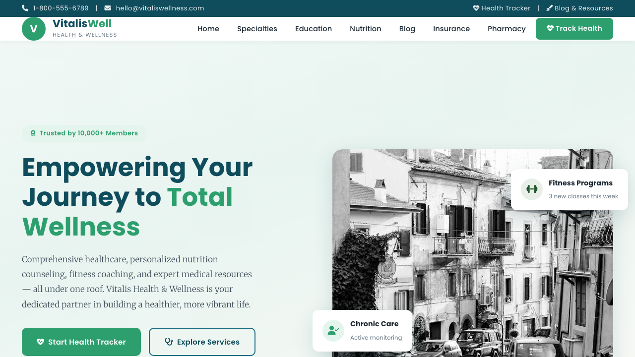 View Health and Fitness page