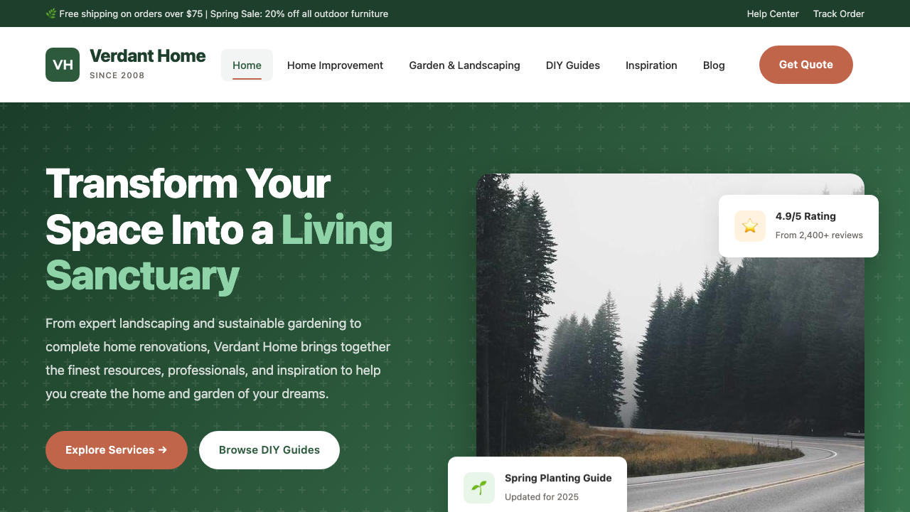 View Home and Garden page