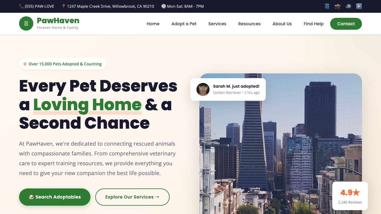 View Pets page