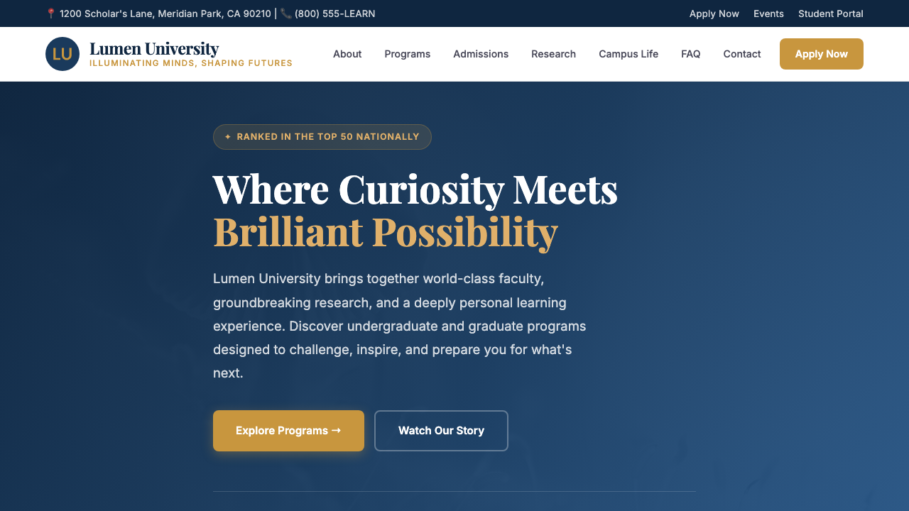 View Education page