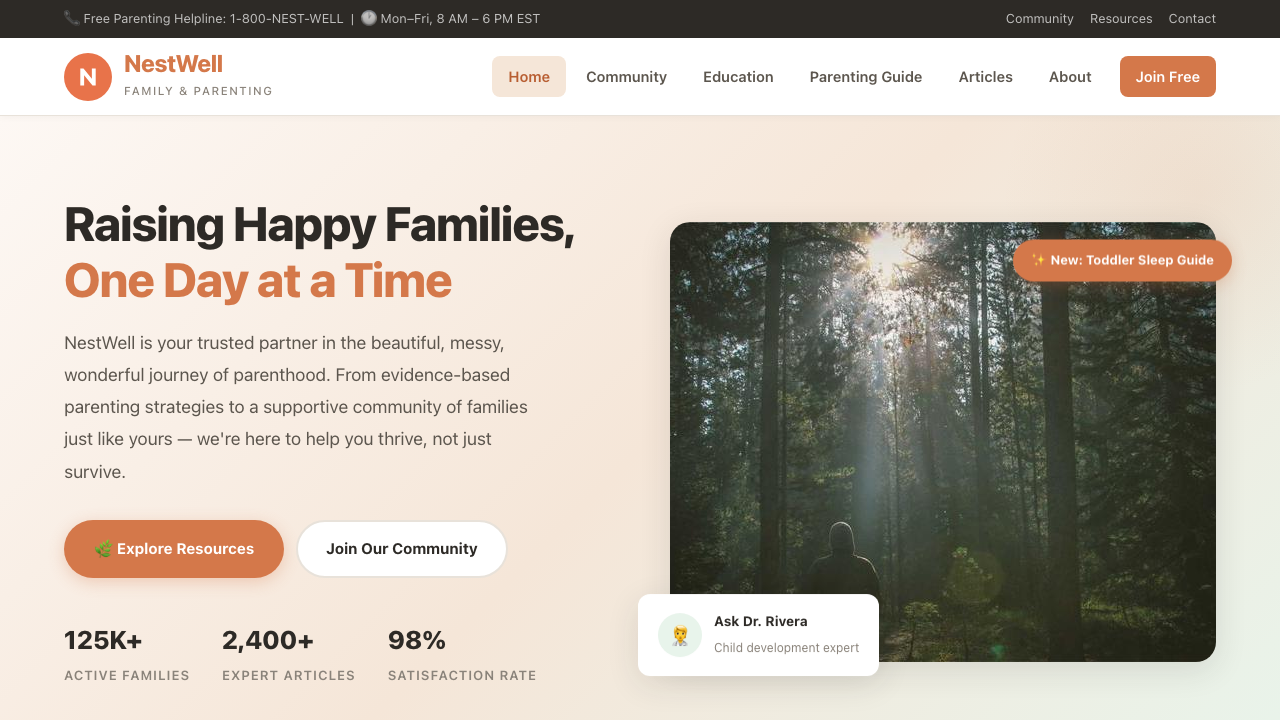 View Family and Parenting page
