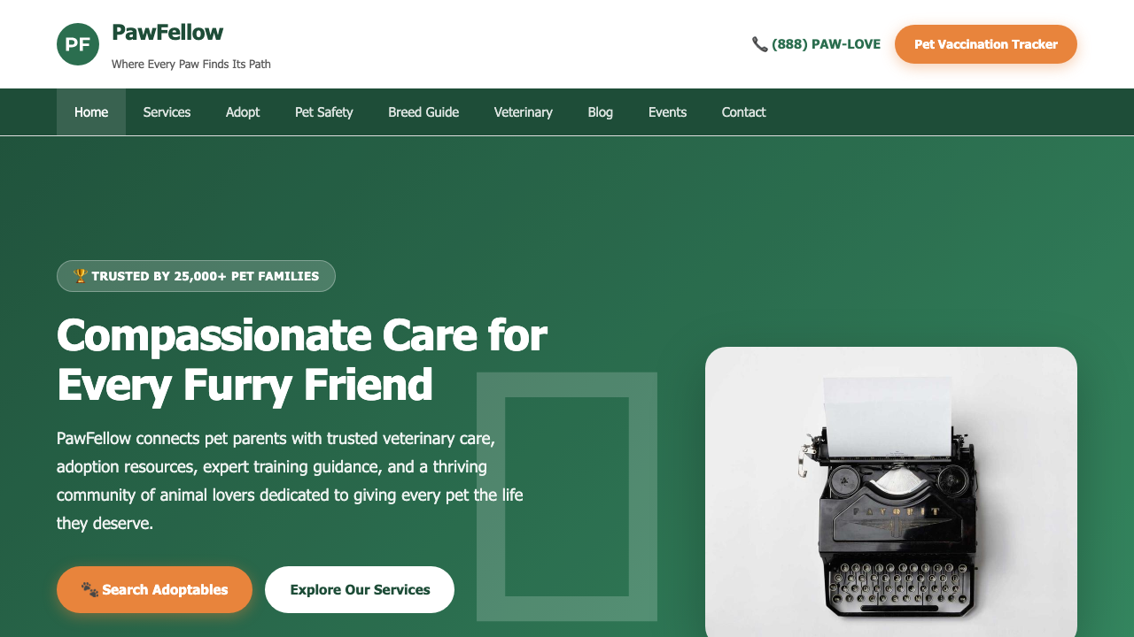 View Pets page