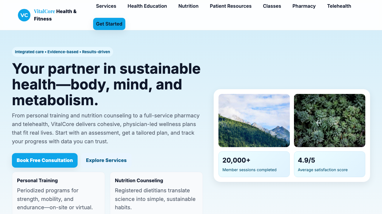 View Health and Fitness page