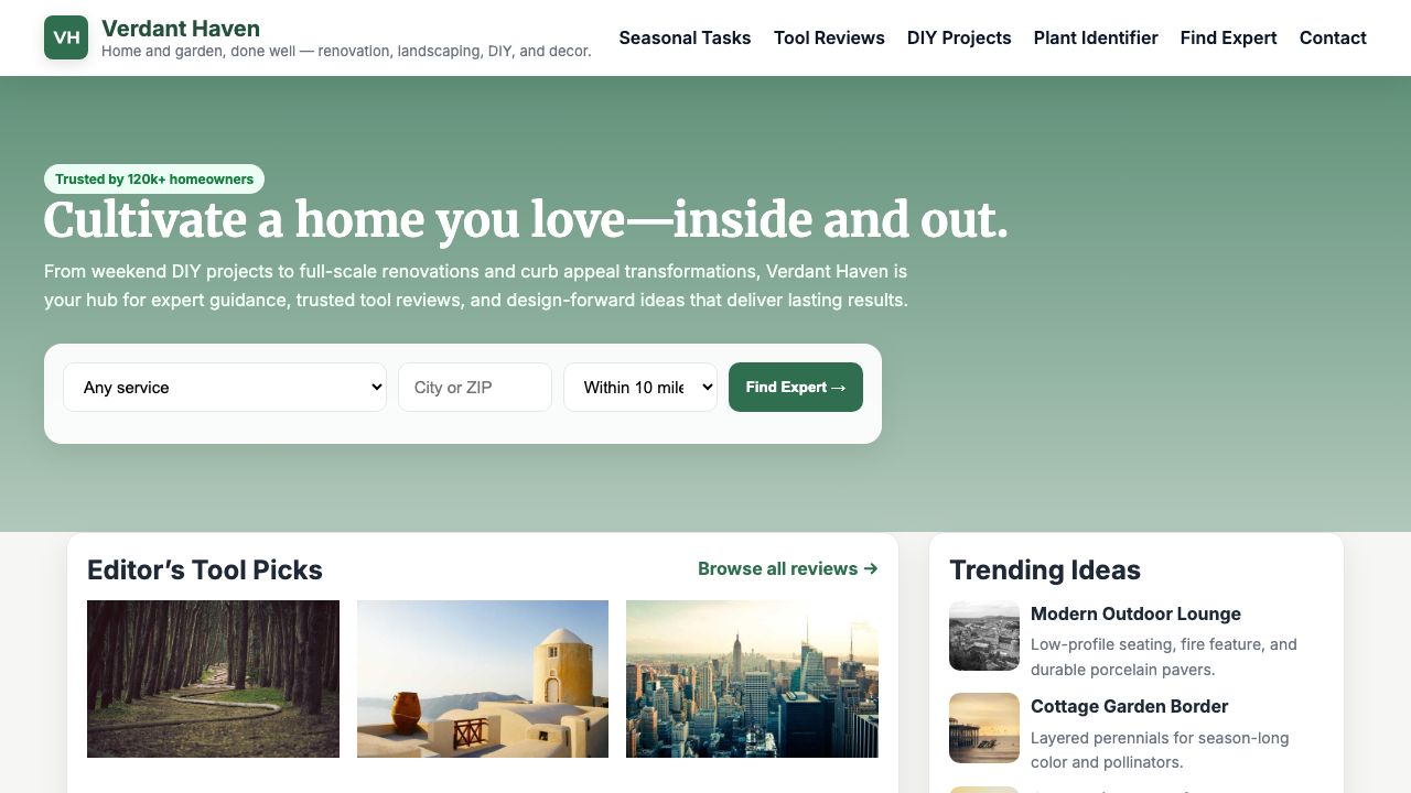 View Home and Garden page