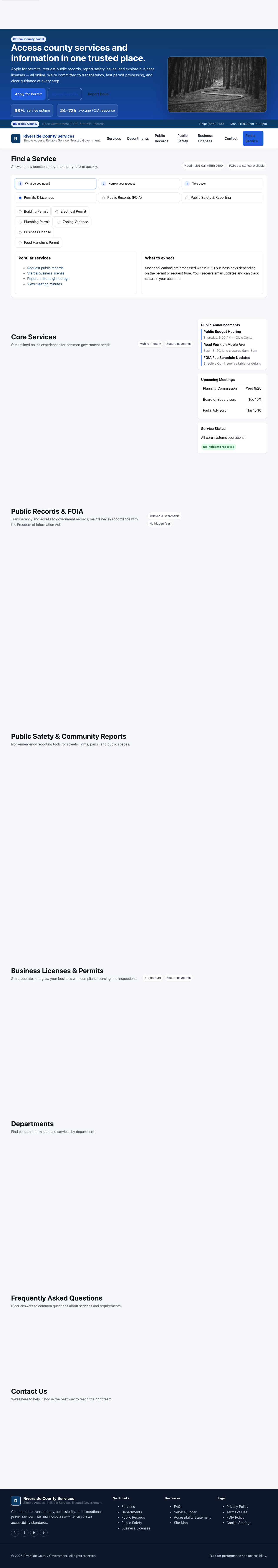 Government page with AIMAC score 2.7 (2 serious violations)