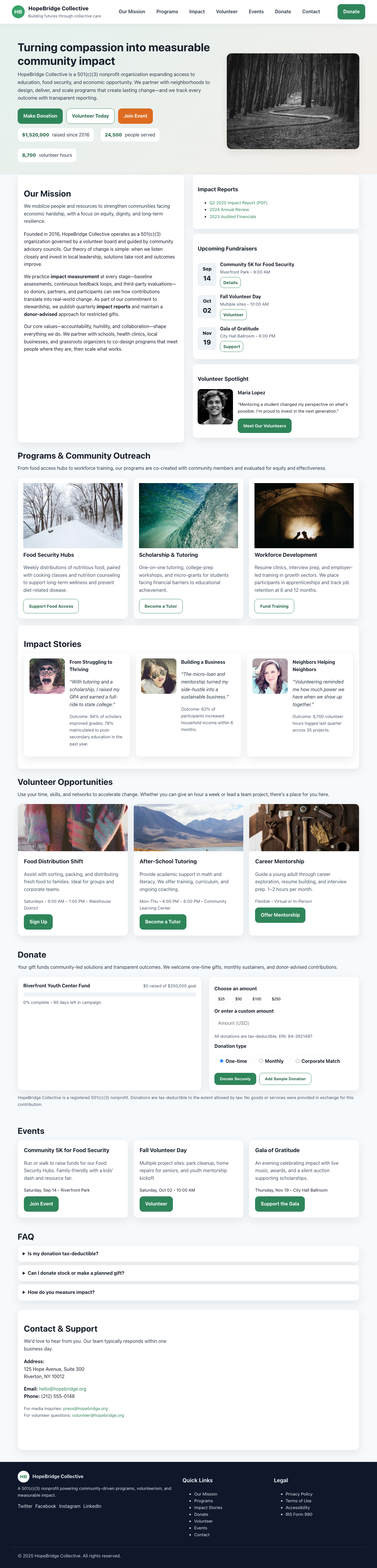 Non Profit Charity page with AIMAC score 6.6 (7 serious violations)