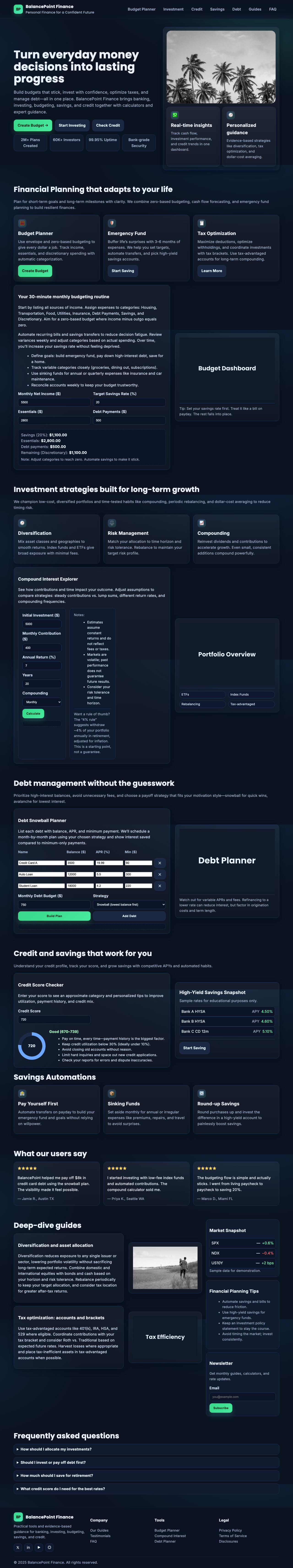 Personal Finance page with no accessibility violations